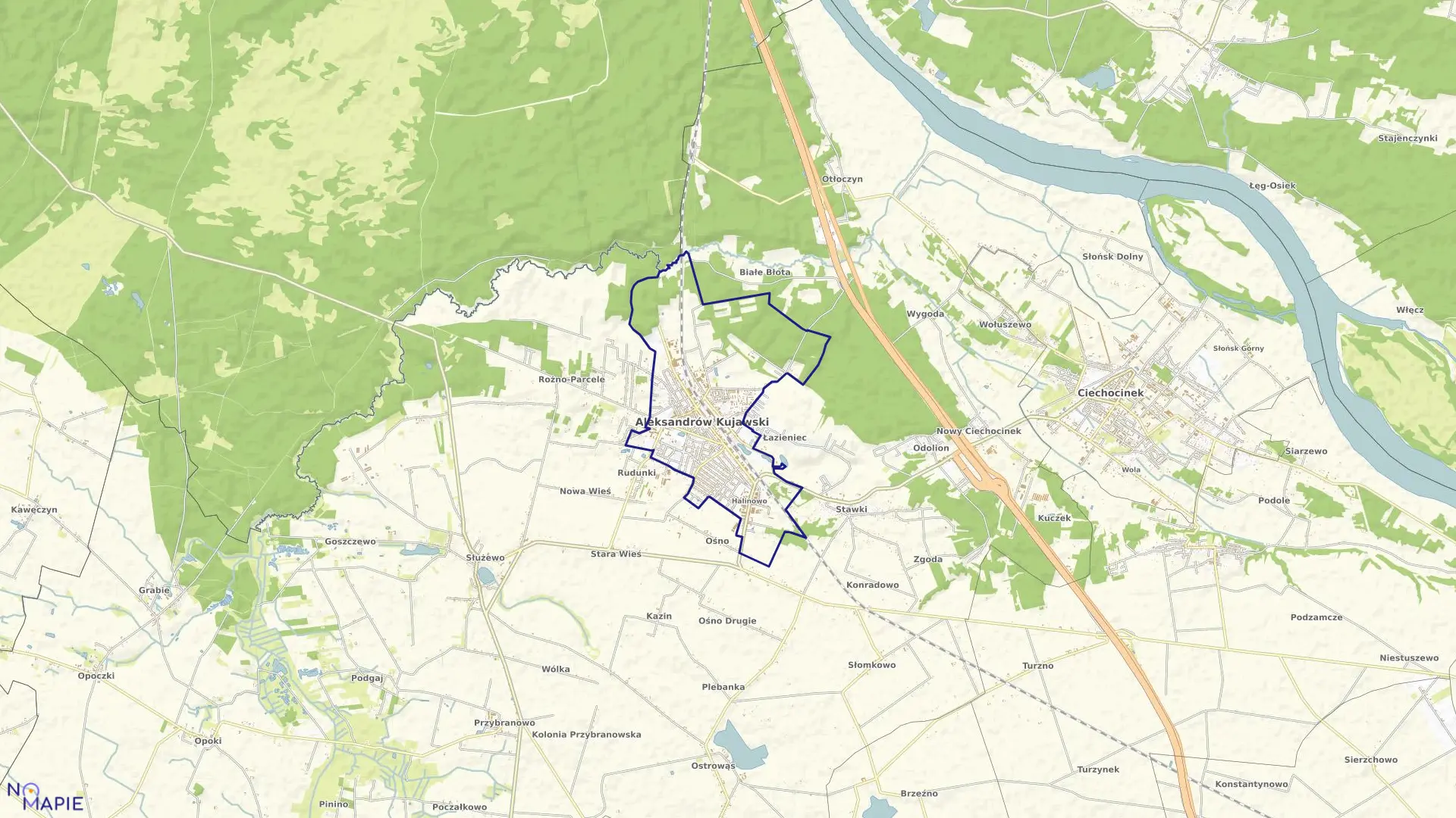 Mapa obrębu ALEKSANDRÓW KUJ. w mieście Aleksandrów Kujawski